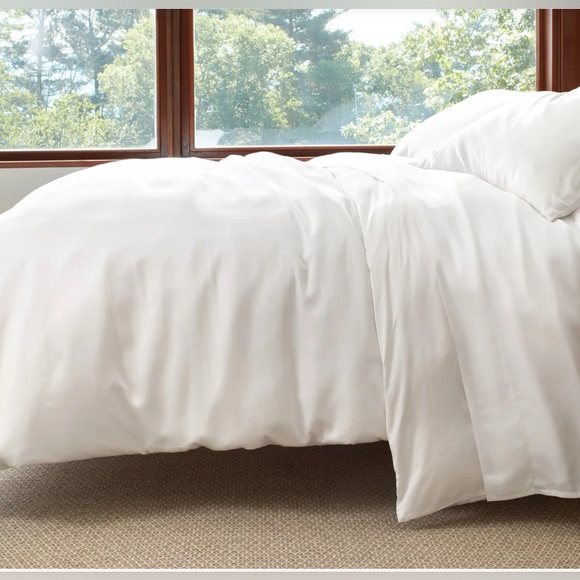 Pine Cone Hill $288 Crisp White Silken Solid Duvet Cover Full/Queen - Picture 4 of 6